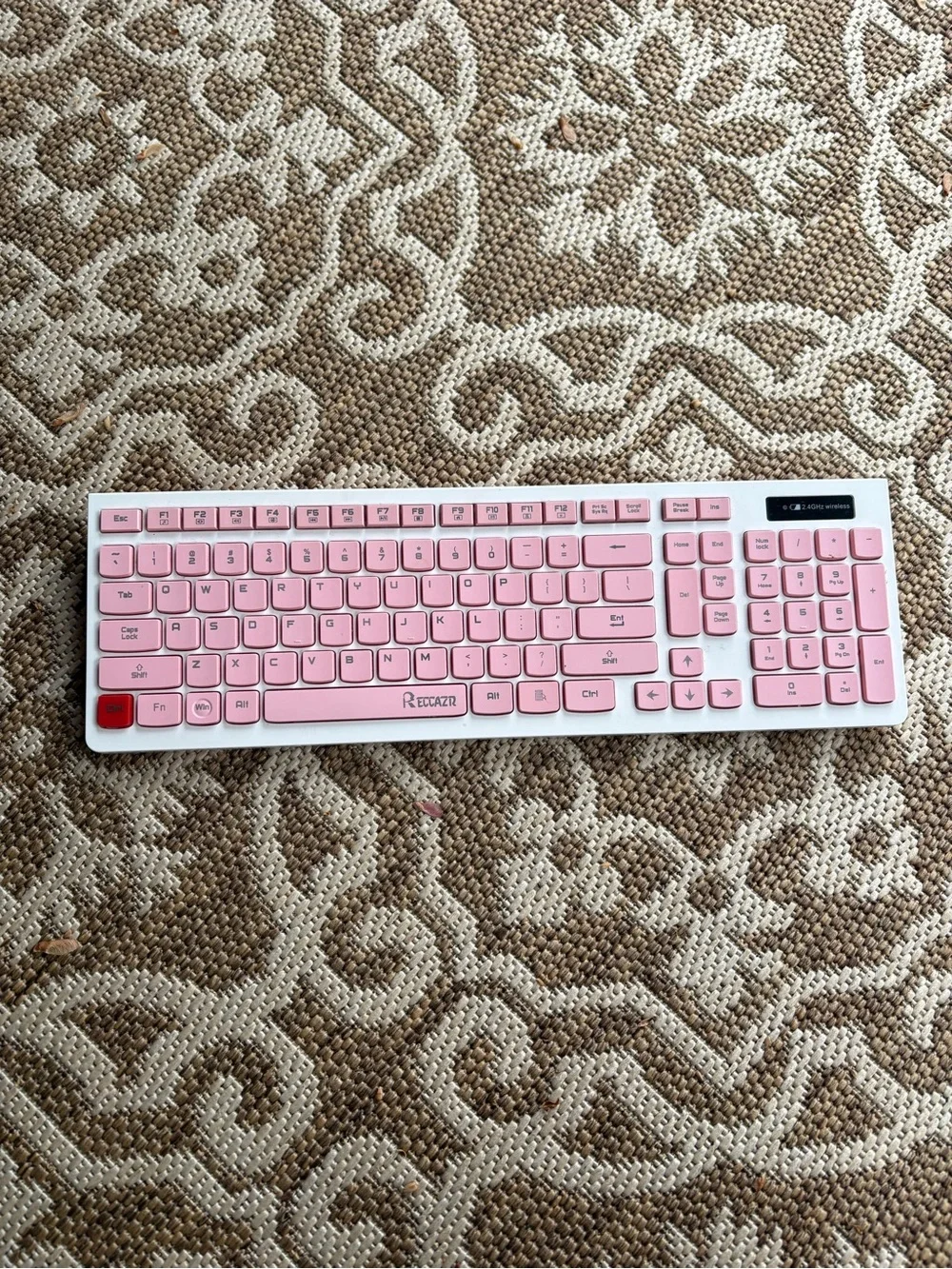 Pink Wireless Keyboard with White Frame